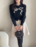 Evely Ribbon Round Knit Cardigan