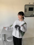 Yoniko Cat Printed Sweatshirt