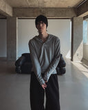Mude Loose Fit Henley Neck Long Sleeve Hoodie
