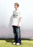 DAMAGE DART SEMI WIDE DENIM PANTS