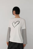 (Brushed) HEART LAYERED LONG-SLEEVE