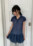 Vail Cap Sleeves Frill Shirring Layered Snap Hood One Piece