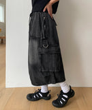 [Unisex] Malant Washing Denim Cargo Bermuda Pants