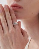 Champagne Full Moon Slim Silver Ring M