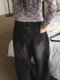 [MADE] Volkin Back Point Vizo Washing Long Wide Dark Denim Pants