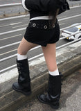 Ferro Studded Eyelet Belted Shorts