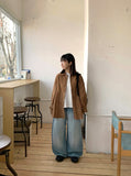 Yuruni denim washed wide pants