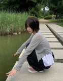 Vike Flower See-Through Long Sleeve Ribbon Cardigan