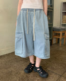 [unisex] Ronkini Banding Bermuda Cargo Denim Pants