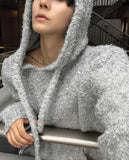 Wool Recycled Boucle Knit Hoodie