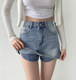 Back Pocket Point A-line Denim Skirt Shorts