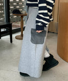 Ichimo banding brushed fleece cargo long skirt