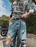 Impri Slub Lettering Short Sleeve T-shirt