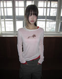 Hizel Donkey See-through Tencel Long Sleeve T-shirt