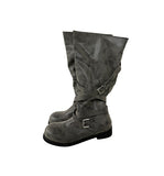 Vintage Buckle Strap Long Boots