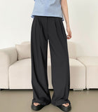 Waist Adjust Rustling Span Best Wide Two-Pin Tuck Slacks Pants