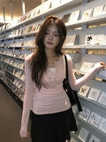 Doa Wool Button Slim Long Sleeve T-Shirt