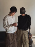 Swing Double Shoulder Rib Muscle Fit Henley Neck