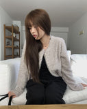 Ritu Button Crewneck Fur Cardigan