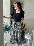 Lora Toile Pattern Flare Banding Skirt
