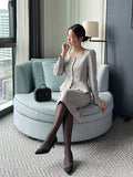 Kelberin Tweed Heart Neck Puff Short Jacket