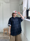 [Unisex] Mebut Roll-Up Check Over Short Sleeve Shirt