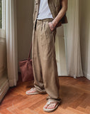 Saffy Adjust Linen Wide Slacks