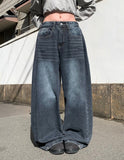 [A/M] Cont Washing Side Pintuck Snap Wide Pants