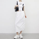 Poron string back slit pocket skirt