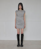 Asymmetrical Draped Strap Roll-Up Dress