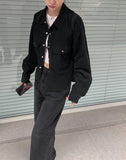 Pona Black Pocket Collar Jacket Shirt