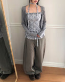 [Cardigan + Sleeveless + Scarf SET] Tevin Check Cardigan Set