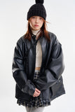 Embossed biker leather jacket