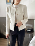 Shurea No Collar Pearl Tweed Jacket