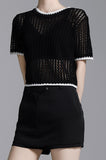 Line Mesh Knit Top