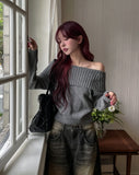 [wool43%] Days Fold Off-Shoulder Knit
