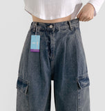 Pocket baggy wide fit denim cargo pants