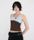 COLOR BLOCK HALTER TOP