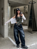 Likee semi-balloon washed denim pants