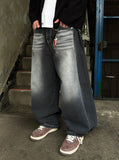 Snap Wide Black Washed Denim