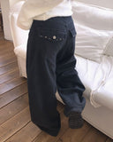 Piin Stud Brushed Vintage Wide Pants