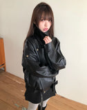 Noem Collar Overfit Leather Jacket