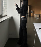 Black Glow Low-Rise Pants