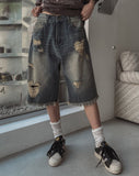 Heart Destroyed Bermuda Pants