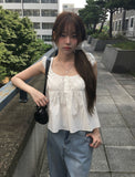 [Scrunchie set] Forming Button Flare Sleeveless Blouse