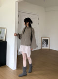 Lapen Shining Pearl Coated String Zip-Up Jumper