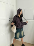 Turi Season Check String Long Sleeve Hood T-shirt