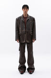 washing leather 4 buttons blazer