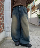 Fabens Washing Denim Balloon Wide Pants