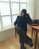 Aque Boatneck Off Shoulder Ribbed Angora Knit